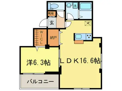 レグレット(1LDK/2階)の間取り写真