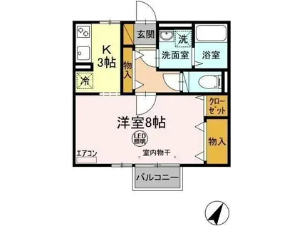 パルコートM(1K/2階)の間取り写真