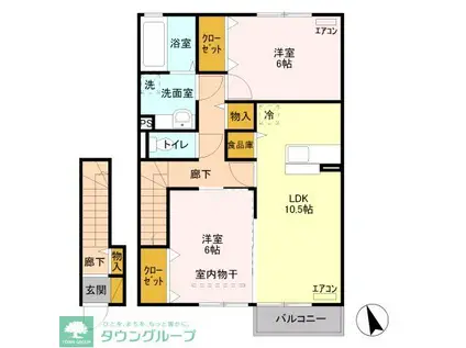 ブレシアカツラ(2LDK/2階)の間取り写真