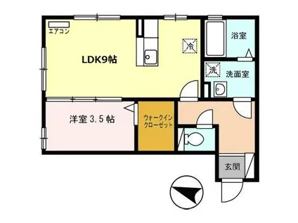 マノワール・リヴィエール II(1LDK/1階)の間取り写真