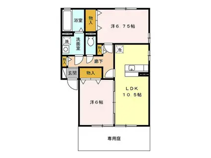 ハピネス・フラットA101(2LDK/1階)の間取り写真