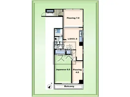 旭ヶ丘マンション(3LDK/5階)の間取り写真