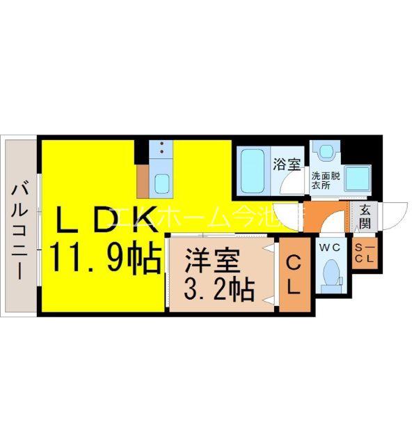 ポルタニグラ千種(1LDK/6階)の間取り写真