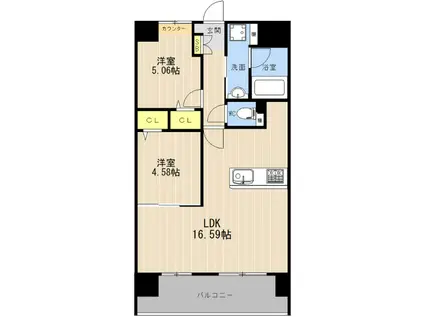 LIBTH菊陽II(2LDK/6階)の間取り写真