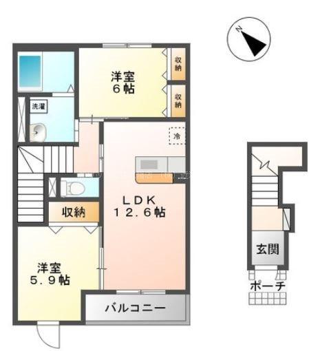 ルミエール(2LDK/2階)の間取り写真