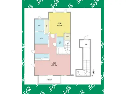 ポラリス D棟(1LDK/1階)の間取り写真