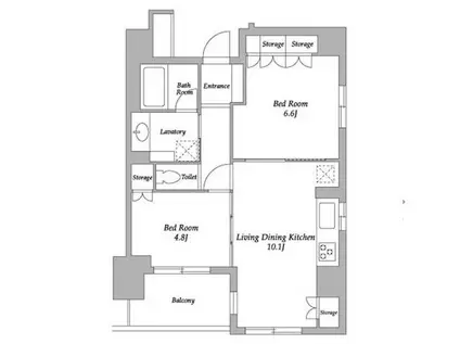 HF若松河田レジデンス(2LDK/5階)の間取り写真