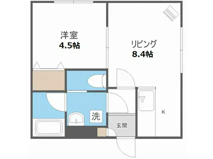 ブランノワール東札幌(1LDK/2階)の間取り写真