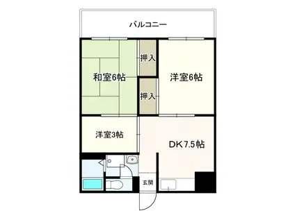 第3岩井ハイツ(3DK/5階)の間取り写真