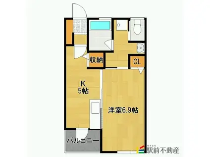 エスパース白山(1K/1階)の間取り写真