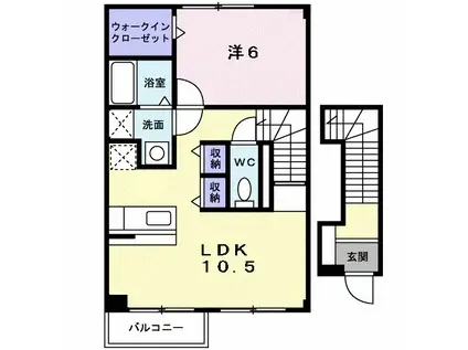 メゾン・コモド B(1LDK/2階)の間取り写真