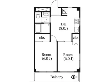 タケノヤハイツ朝日第一(2DK/2階)の間取り写真