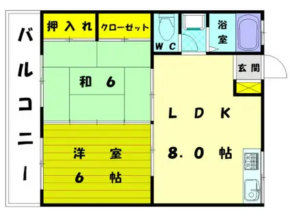 美和台ビル(2LDK/4階)の間取り写真