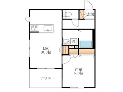 メゾン花鳥風月(1LDK/1階)の間取り写真