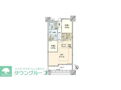 パークタワー向ケ丘遊園(2LDK/25階)の間取り写真