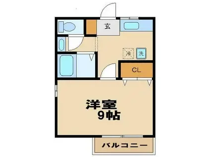 フラット エス(1K/1階)の間取り写真