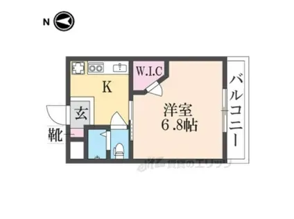 ドムール佐保川(1K/4階)の間取り写真