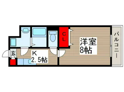 エル パライソ(1K/4階)の間取り写真