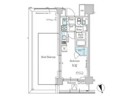 パークアクシス築地(ワンルーム/10階)の間取り写真