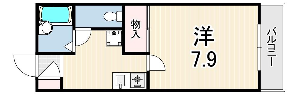 アルブル(1K/2階)の間取り写真