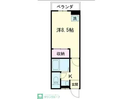 シラコバトハイツ(1K/2階)の間取り写真