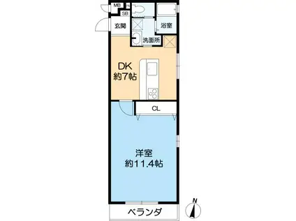 昭南館III(1DK/2階)の間取り写真