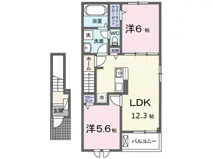 グリーン ローリエ(2LDK/2階)の間取り写真