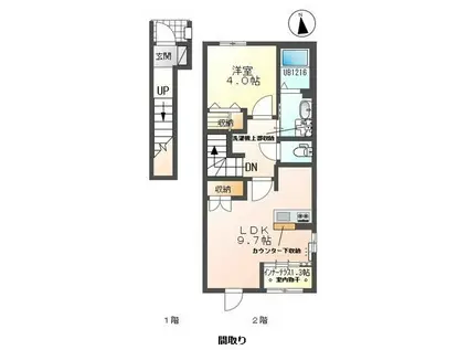 シェルル・スターテラス若林(1LDK/2階)の間取り写真