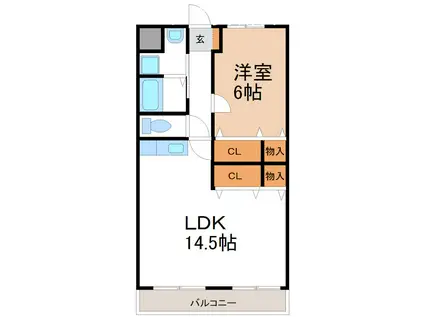 スカイ・フィールド(1LDK/2階)の間取り写真