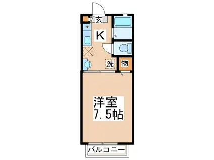 モンパルク菊陽(1K/1階)の間取り写真