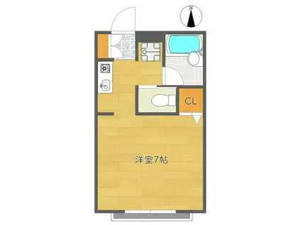 コーポYAMASHIN(1K/2階)の間取り写真