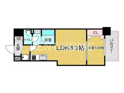 LUXE深江橋II(1LDK/2階)の間取り写真