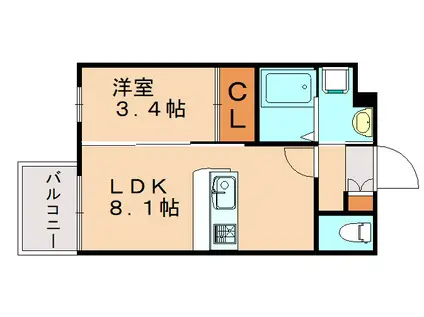 リアンレガーロ井尻駅前弐番館(1LDK/1階)の間取り写真