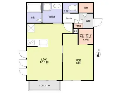 世田谷区松原2丁目計画 南棟(1LDK/1階)の間取り写真