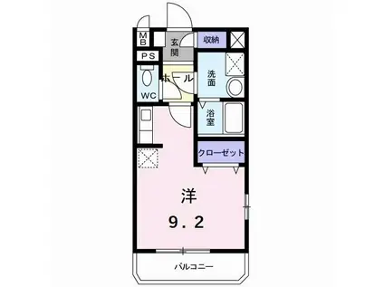 ティーフ山ノ手(ワンルーム/1階)の間取り写真