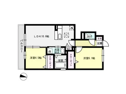 ベラルーチェ南ヶ丘(2LDK/1階)の間取り写真