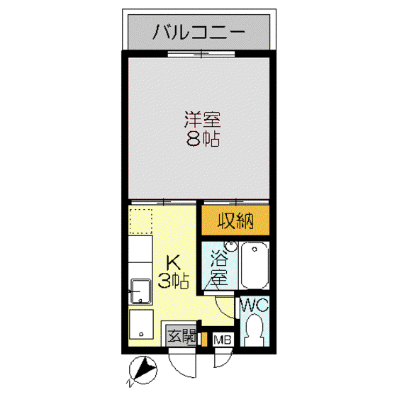 レックハウス さくら(1K/2階)の間取り写真