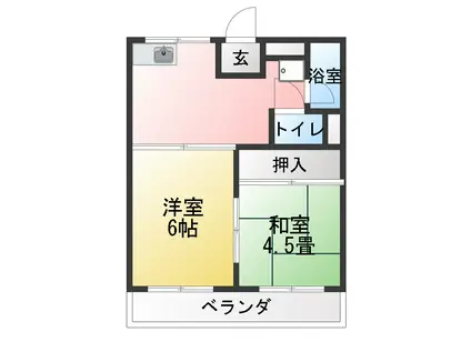 コーポかさい(2DK/1階)の間取り写真