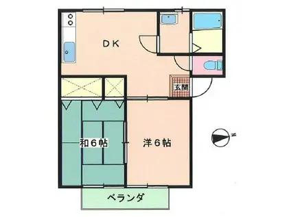 エレガントセイワ(2DK/2階)の間取り写真