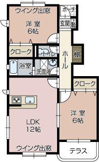 リヴェールIIC(2LDK/1階)の間取り写真