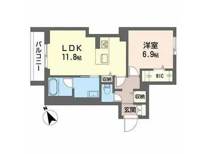 アベニール神通(1LDK/3階)の間取り写真