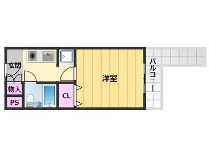 シャルマンフジ下松1番館(1K/4階)の間取り写真