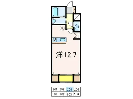 ぽっぽハウス(ワンルーム/2階)の間取り写真