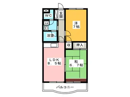 マ・メゾン天王(2DK/2階)の間取り写真