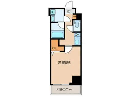 グローリオシェルト東京八丁堀(1K/7階)の間取り写真