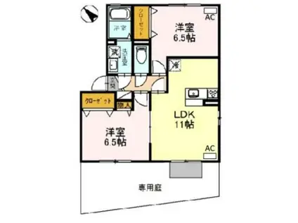 プロスパー リヨ(2LDK/1階)の間取り写真