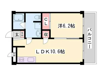 ディオミオ(1LDK/3階)の間取り写真