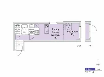 エクサム新中野2(1LDK/2階)の間取り写真