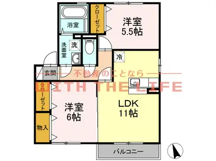 カーサフェリーチェ(2LDK/1階)の間取り写真