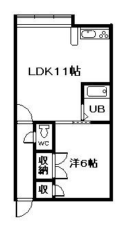 パレスコーポII(1LDK/1階)の間取り写真